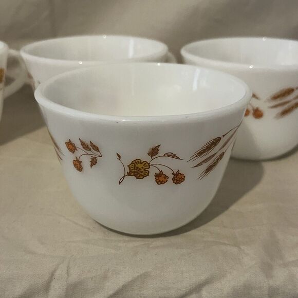 Vintage Pyrex Coffee Cups Mugs Wheat & Berries Corning USA Set of 6 - Picture 2 of 4